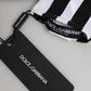 Dolce & Gabbana Black White Stripes Nylon Elbow Length Women Gloves