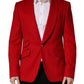 Dolce & Gabbana Red Cashmere Single Breasted Jacket Blazer