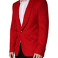 Dolce & Gabbana Red Cashmere Single Breasted Jacket Blazer