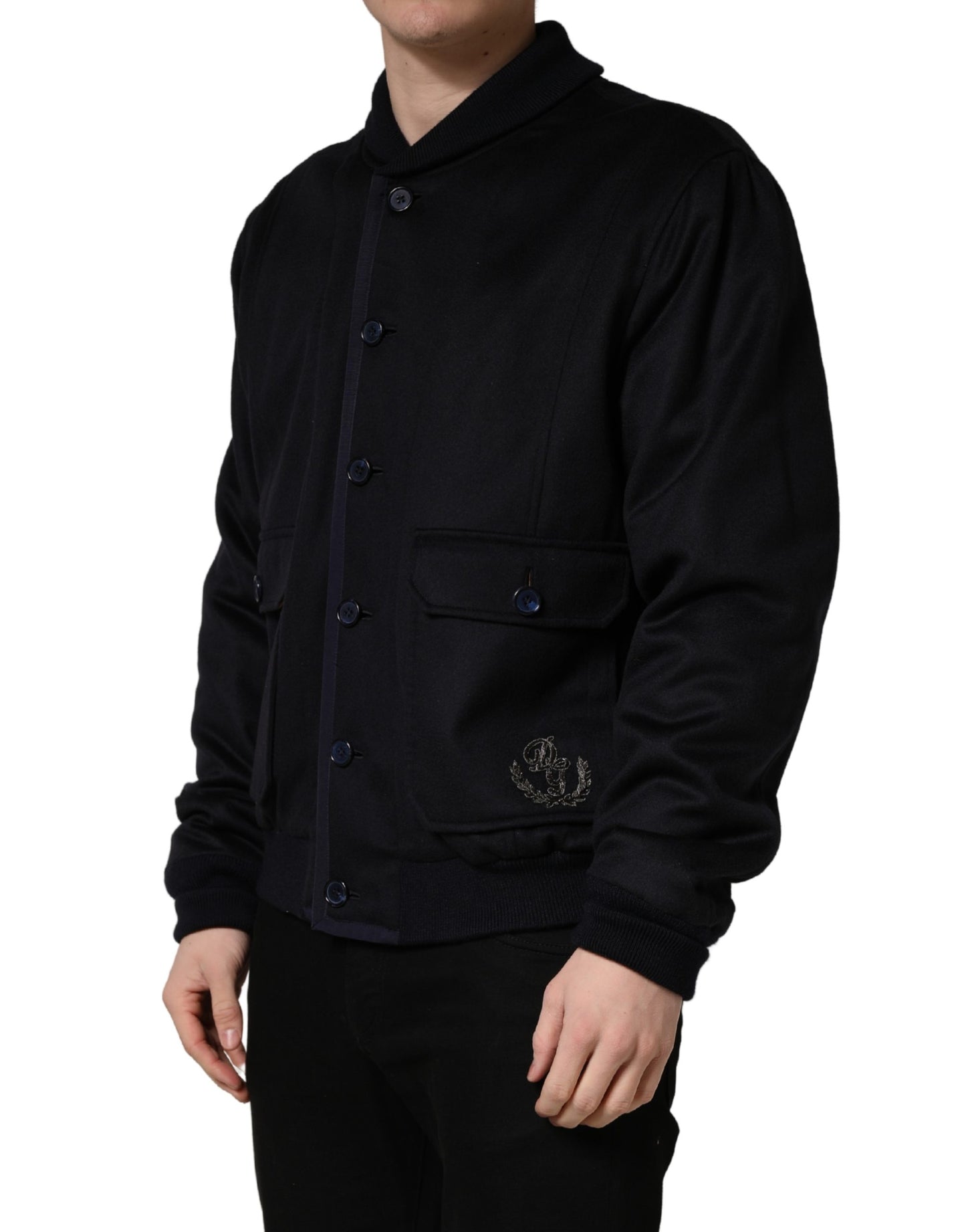 Dolce & Gabbana Black Cashmere Knitted Button Down Jacket