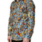 Dolce & Gabbana Blue Cotton Jewel Print Button Down GOLD Shirt