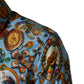 Dolce & Gabbana Blue Cotton Jewel Print Button Down GOLD Shirt