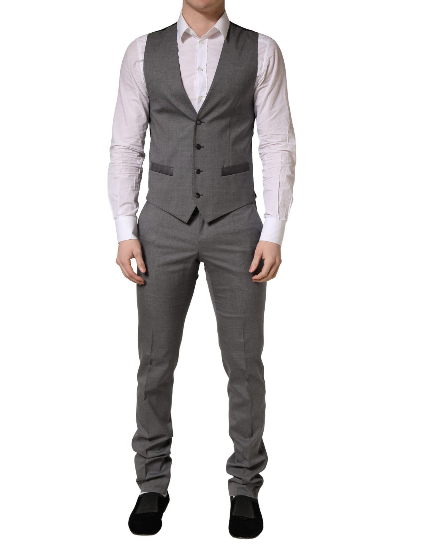 Dolce & Gabbana Gray Wool Single Breasted 1 Button 3PC Suit