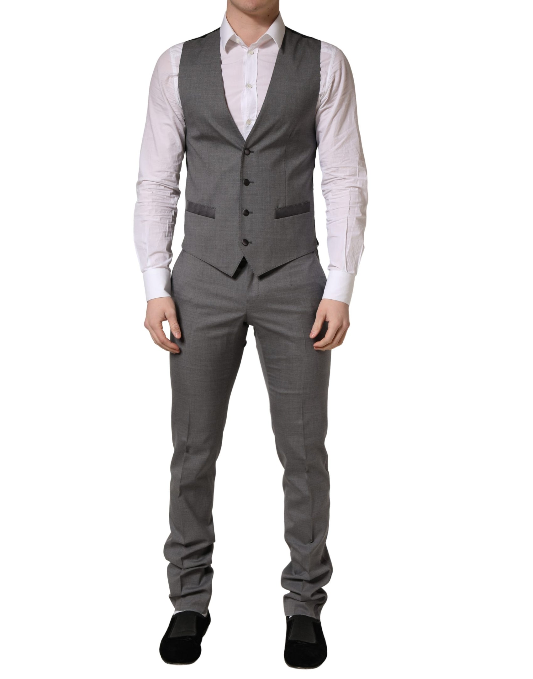 Dolce & Gabbana Gray Wool Single Breasted 1 Button 3PC Suit