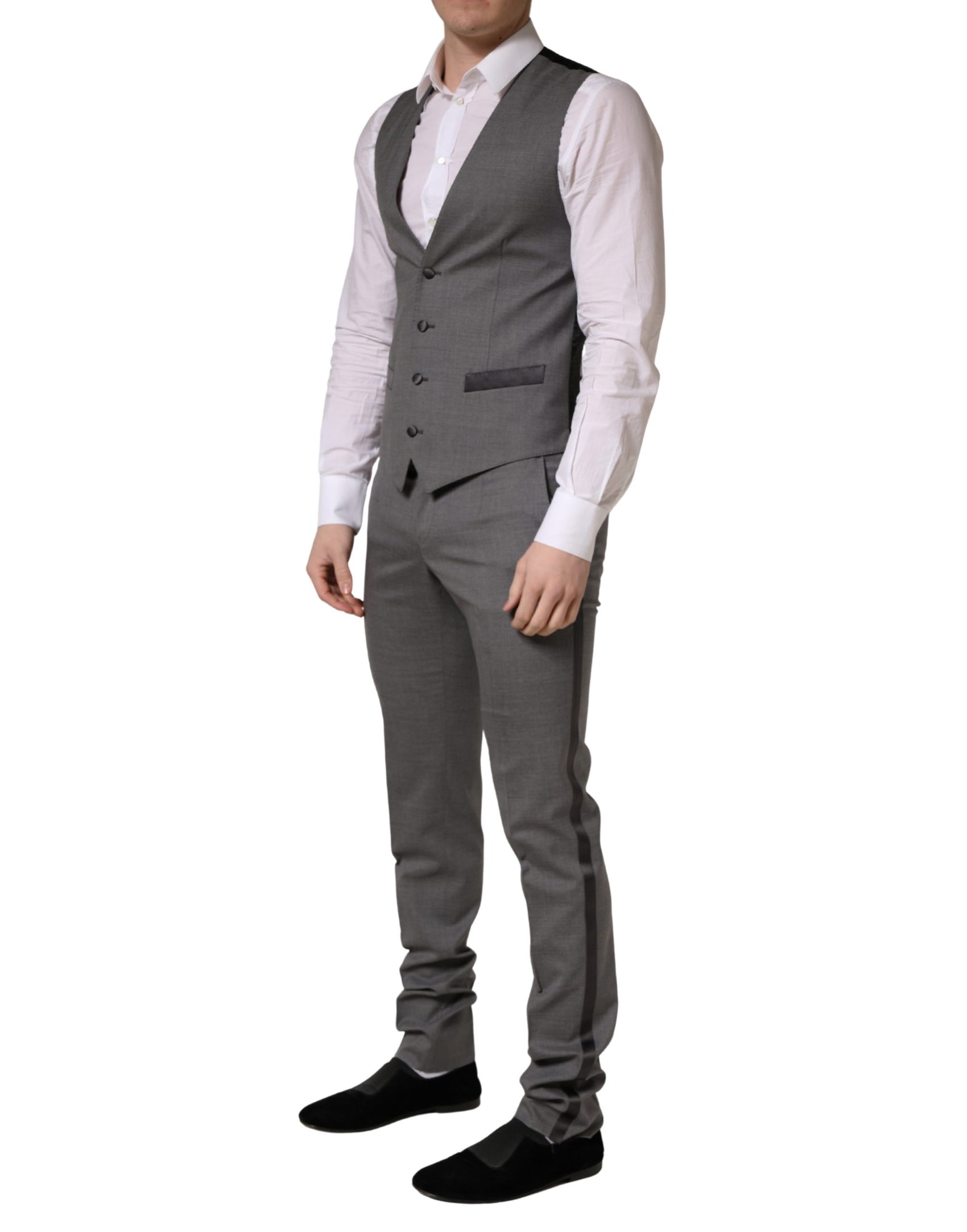 Dolce & Gabbana Gray Wool Single Breasted 1 Button 3PC Suit