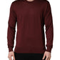 Dolce & Gabbana Maroon Silk Men Crew Neck Pullover Sweater