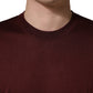 Dolce & Gabbana Maroon Silk Men Crew Neck Pullover Sweater