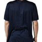 Dolce & Gabbana Dark Blue Silk Short Sleeve CrewNeck T-shirt