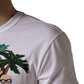 Dolce & Gabbana White Palm Embroidered Men Crew Neck T-shirt