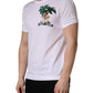 Dolce & Gabbana White Palm Embroidered Men Crew Neck T-shirt