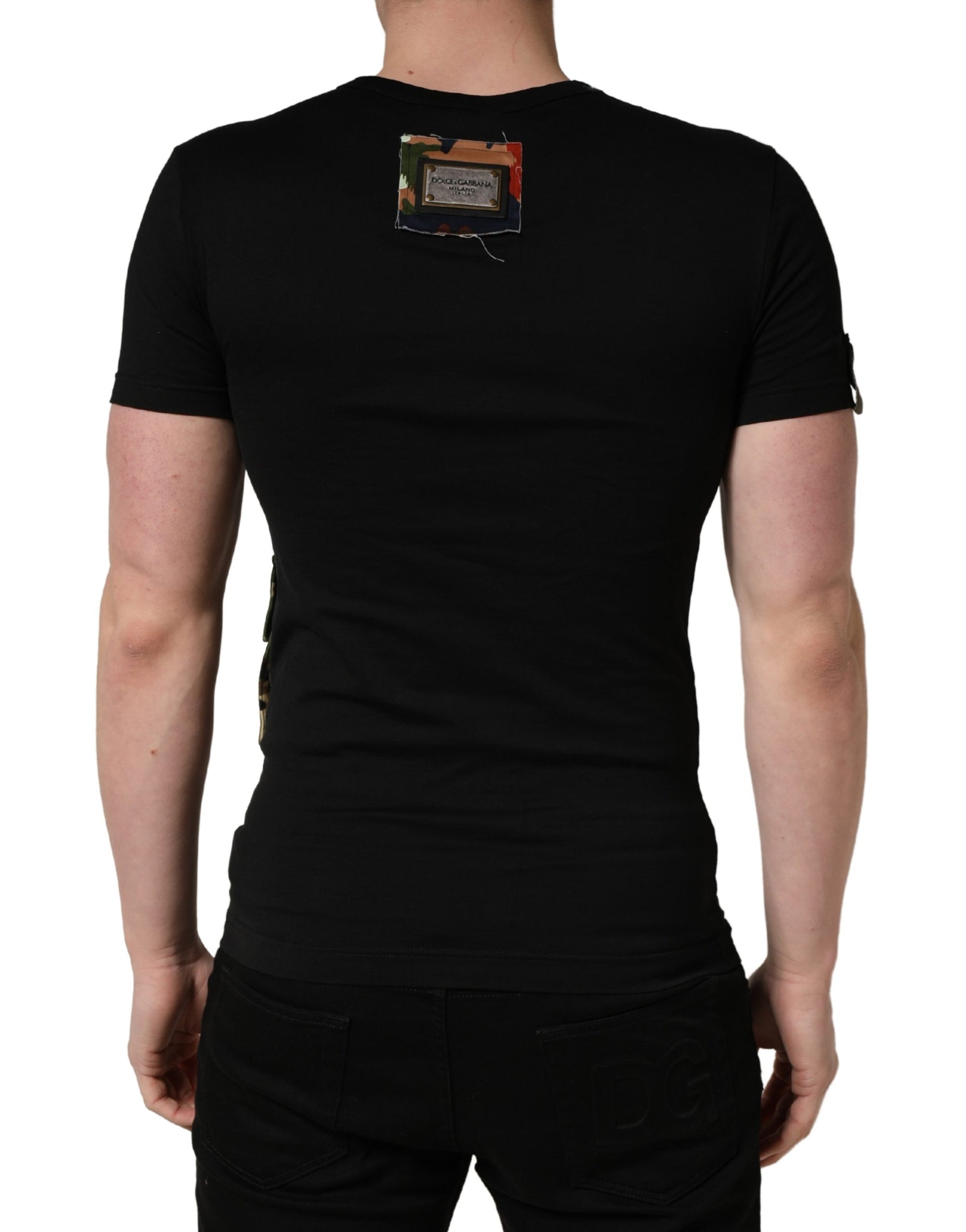 Dolce & Gabbana Black Italians Do It Better Camo Pocket Men T-shirt