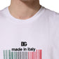 Dolce & Gabbana White Barcode Cotton Crew Neck Men T-shirt