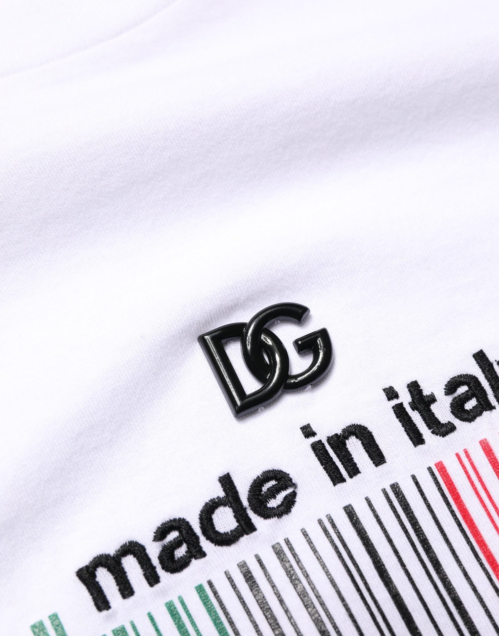 Dolce & Gabbana White Barcode Cotton Crew Neck Men T-shirt