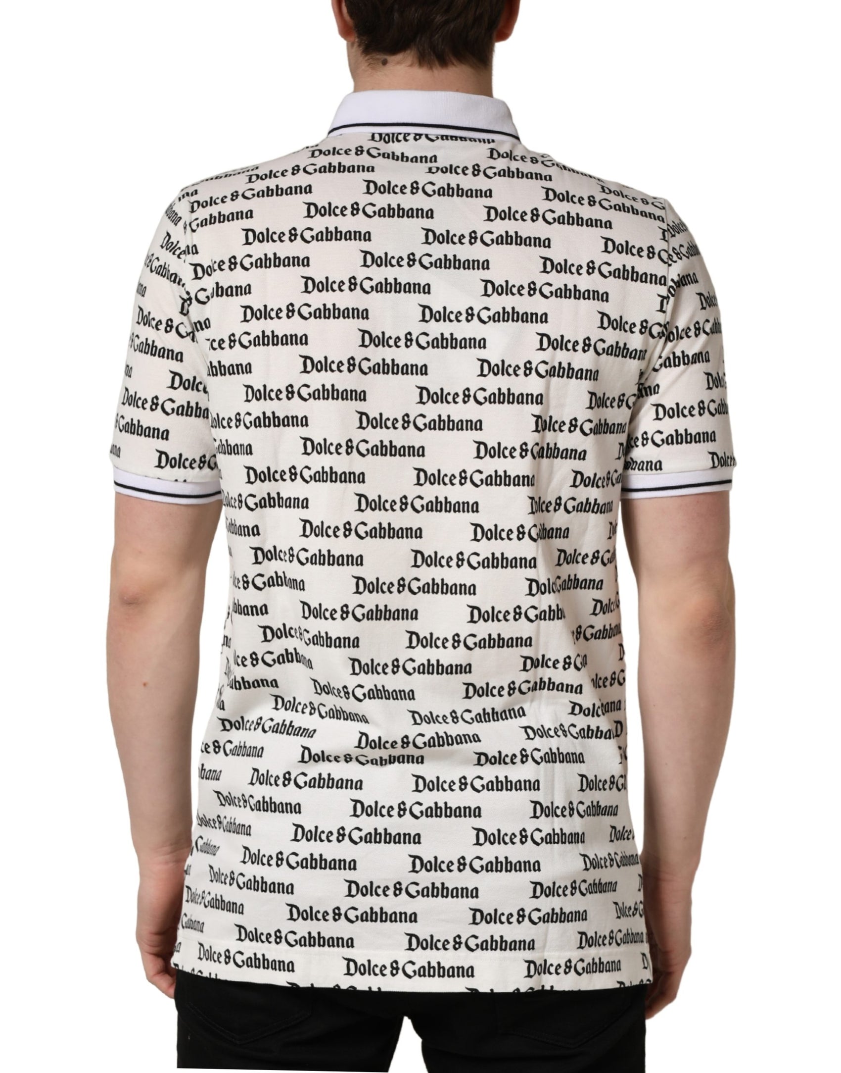 Dolce & Gabbana White Logo Monogram Cotton Men Polo  T-shirt