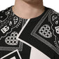 Dolce & Gabbana Black White Bandana Cotton Crew Neck  T-shirt