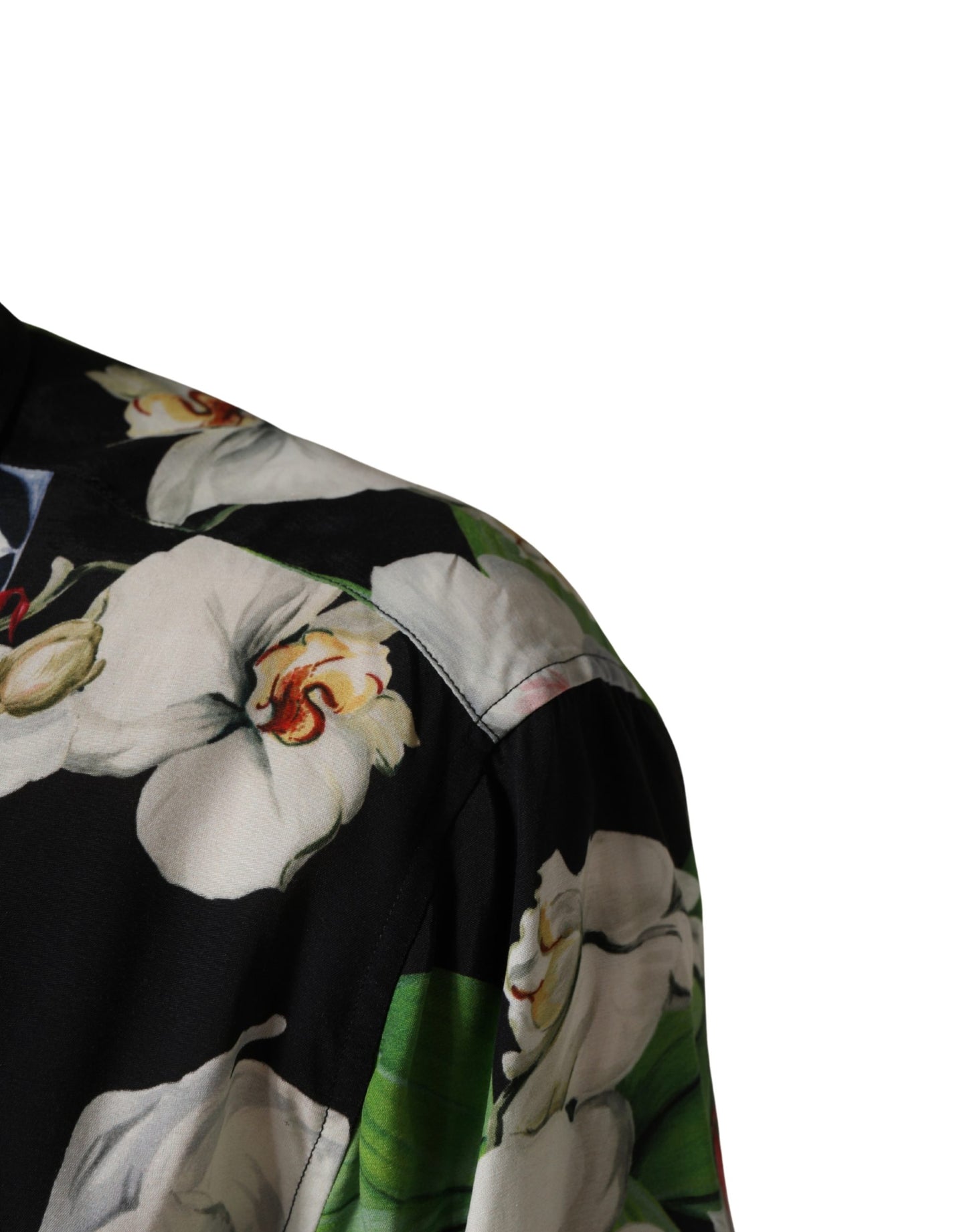 Dolce & Gabbana Multicolor Tropical Orchid Print Men Shirt