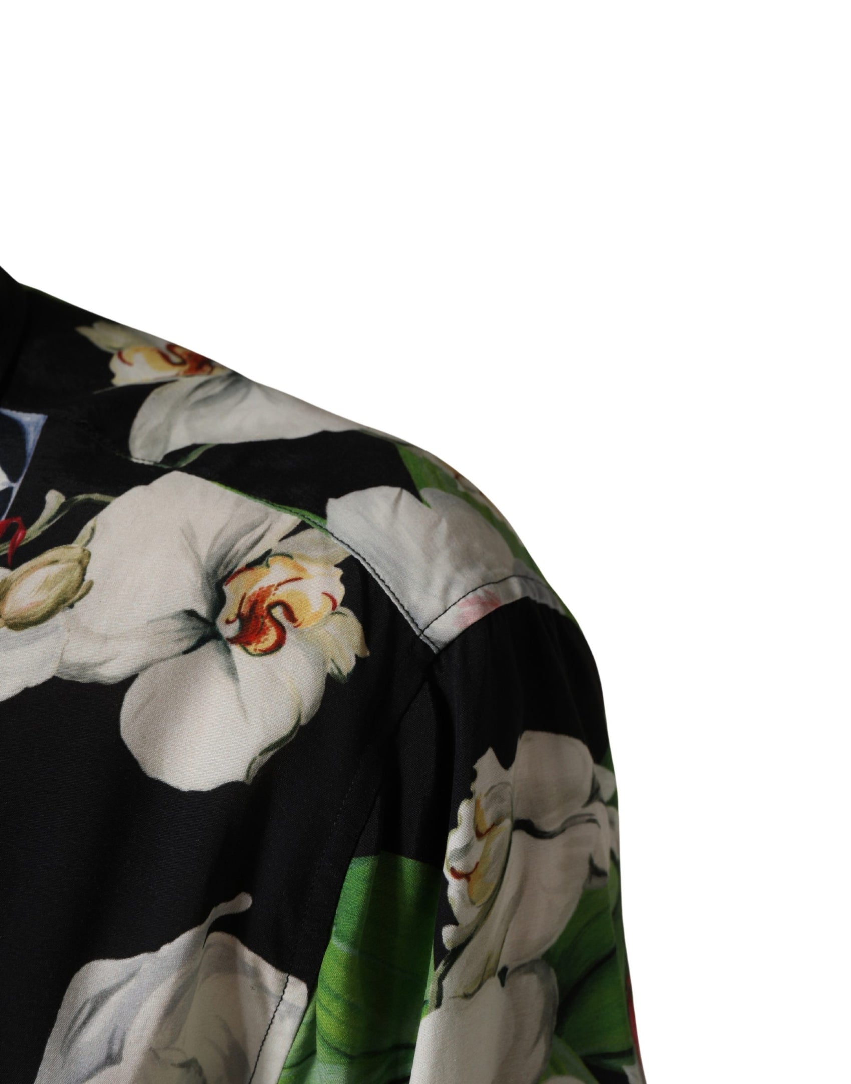 Dolce & Gabbana Multicolor Tropical Orchid Print Men Shirt