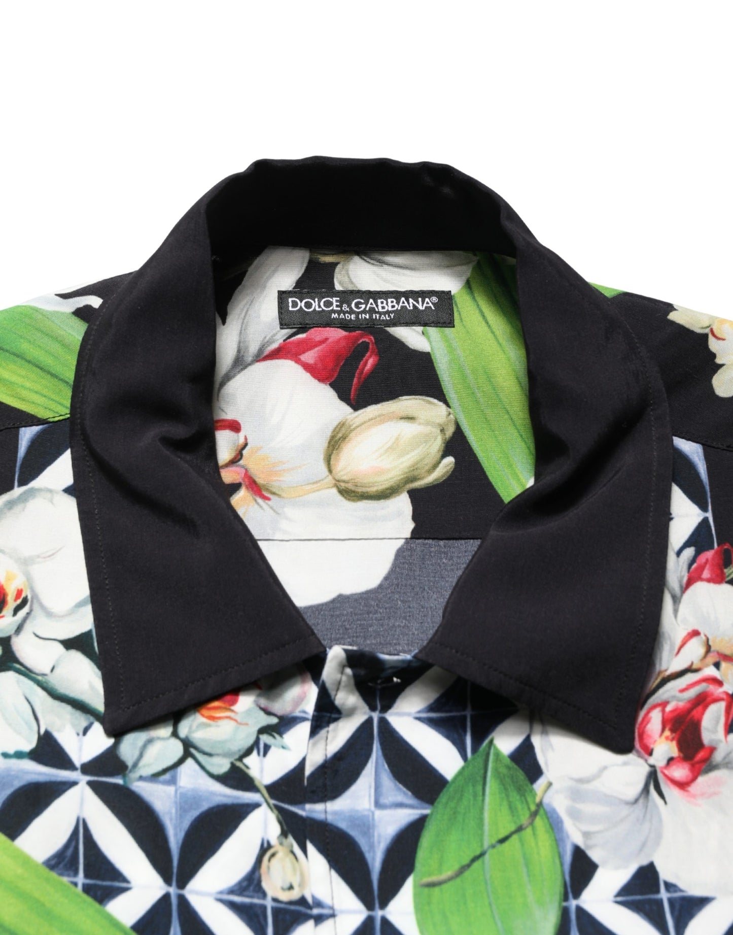 Dolce & Gabbana Multicolor Tropical Orchid Print Men Shirt