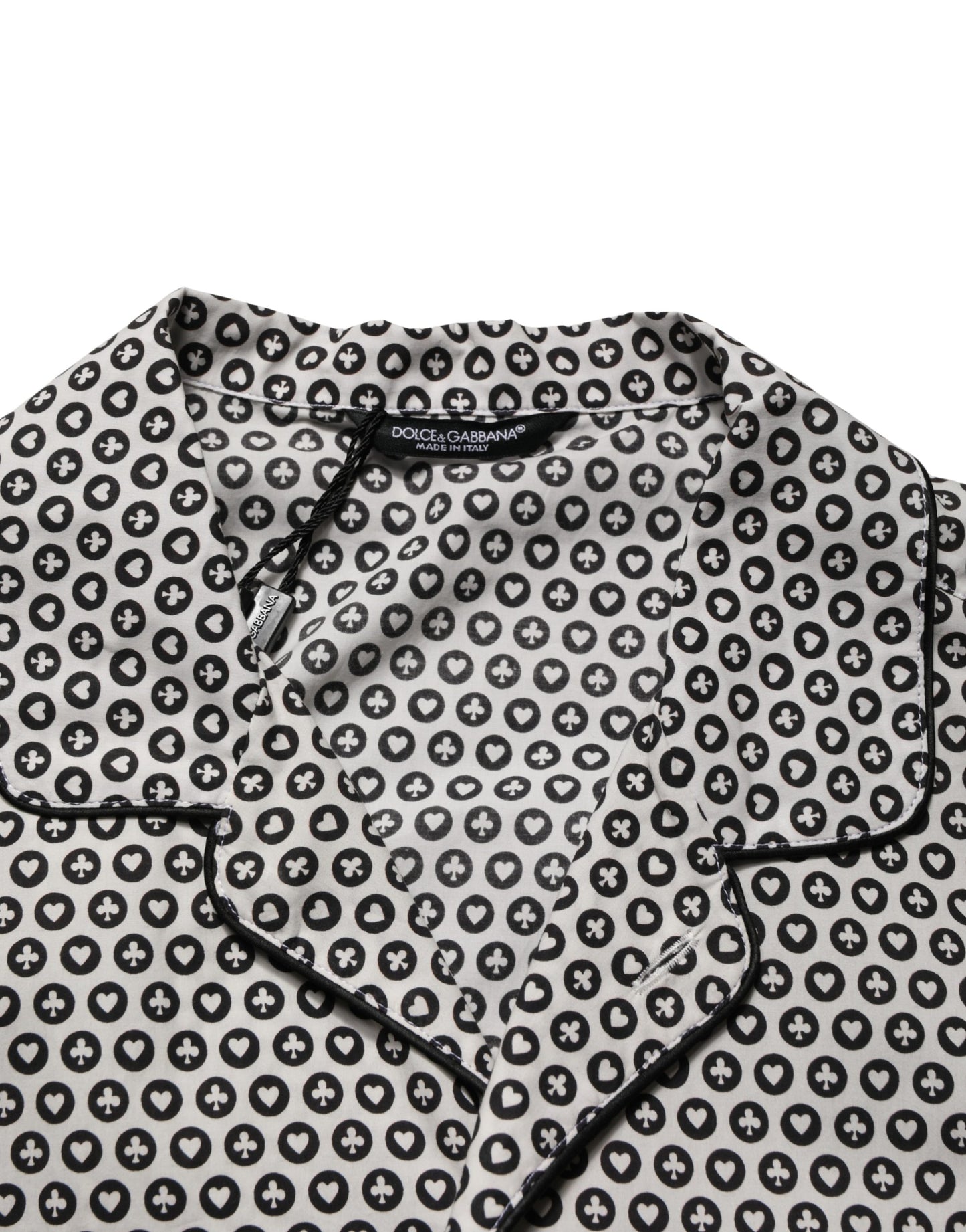 Dolce & Gabbana Black White Geometric Pattern Collared Shirt