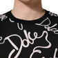 Dolce & Gabbana Black Script Logo Print Men Crew Neck T-shirt