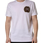 Dolce & Gabbana White DG Leaf Embroidery Crew Neck  T-shirt