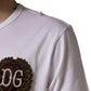 Dolce & Gabbana White DG Leaf Embroidery Crew Neck  T-shirt