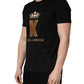 Dolce & Gabbana Black King Patch Cotton Men CrewNeck T-shirt