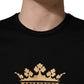 Dolce & Gabbana Black King Patch Cotton Men CrewNeck T-shirt