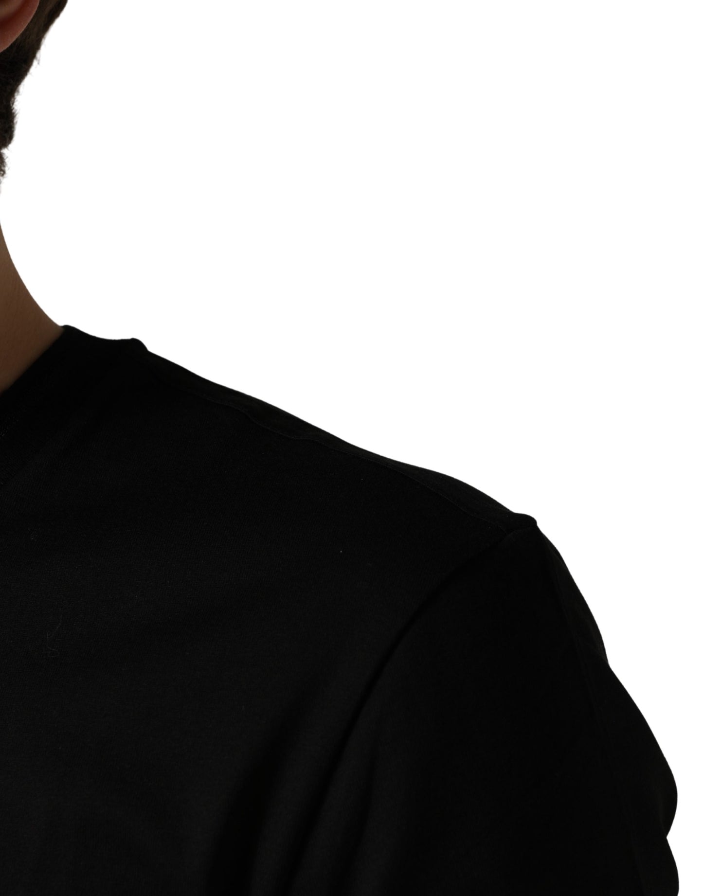 Dolce & Gabbana Black King Patch Cotton Men CrewNeck T-shirt