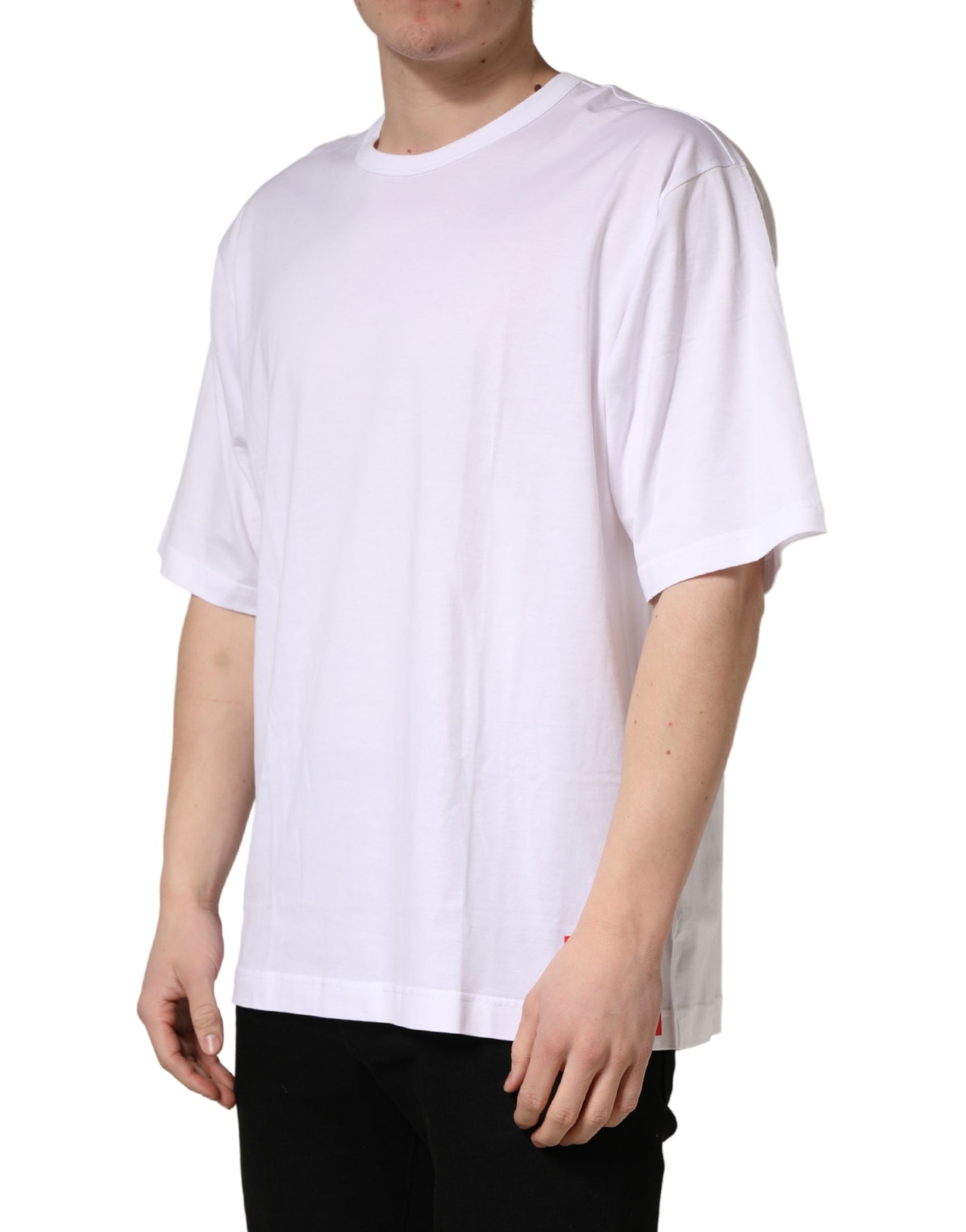 Dolce & Gabbana White Cotton Short Sleeves Crew Neck T-shirt