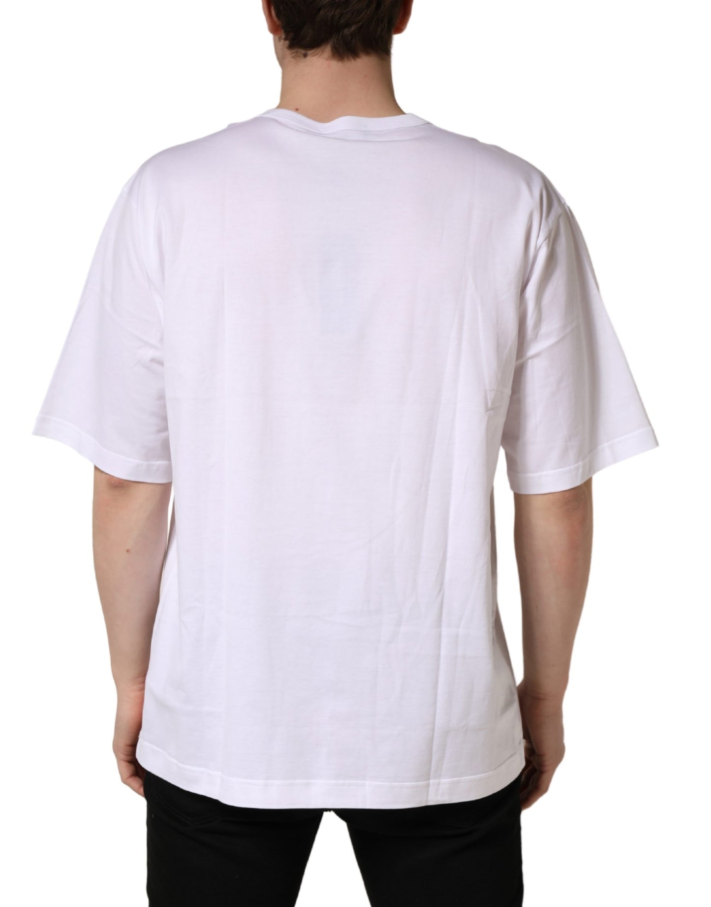 Dolce & Gabbana White Cotton Short Sleeves Crew Neck T-shirt