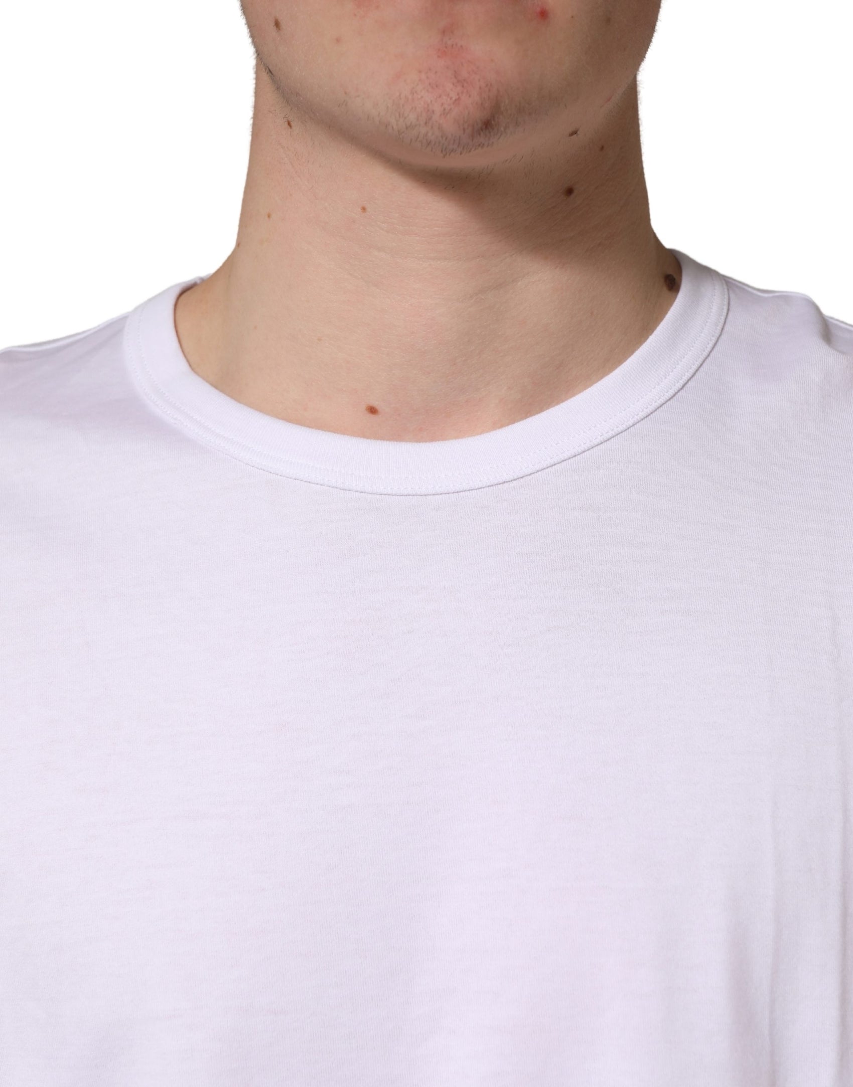 Dolce & Gabbana White Cotton Short Sleeves Crew Neck T-shirt