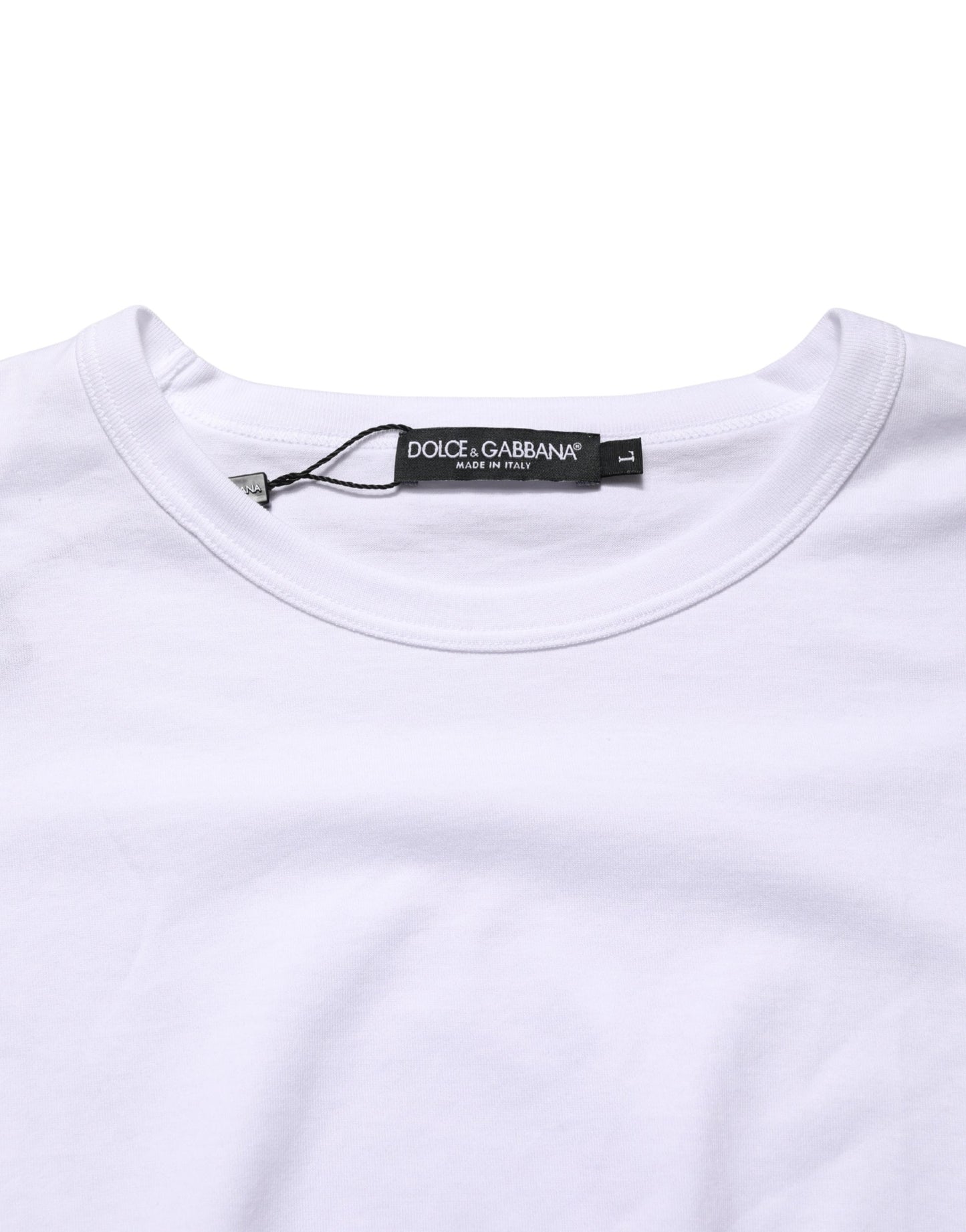 Dolce & Gabbana White Cotton Short Sleeves Crew Neck T-shirt