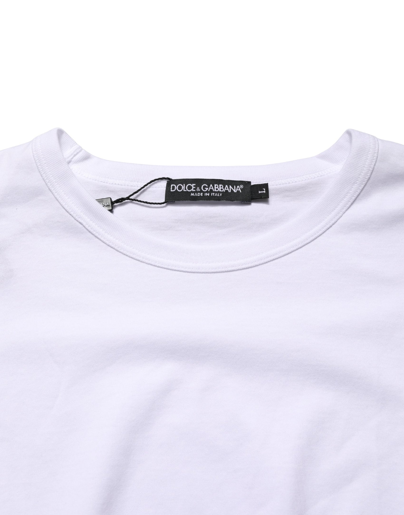 Dolce & Gabbana White Cotton Short Sleeves Crew Neck T-shirt