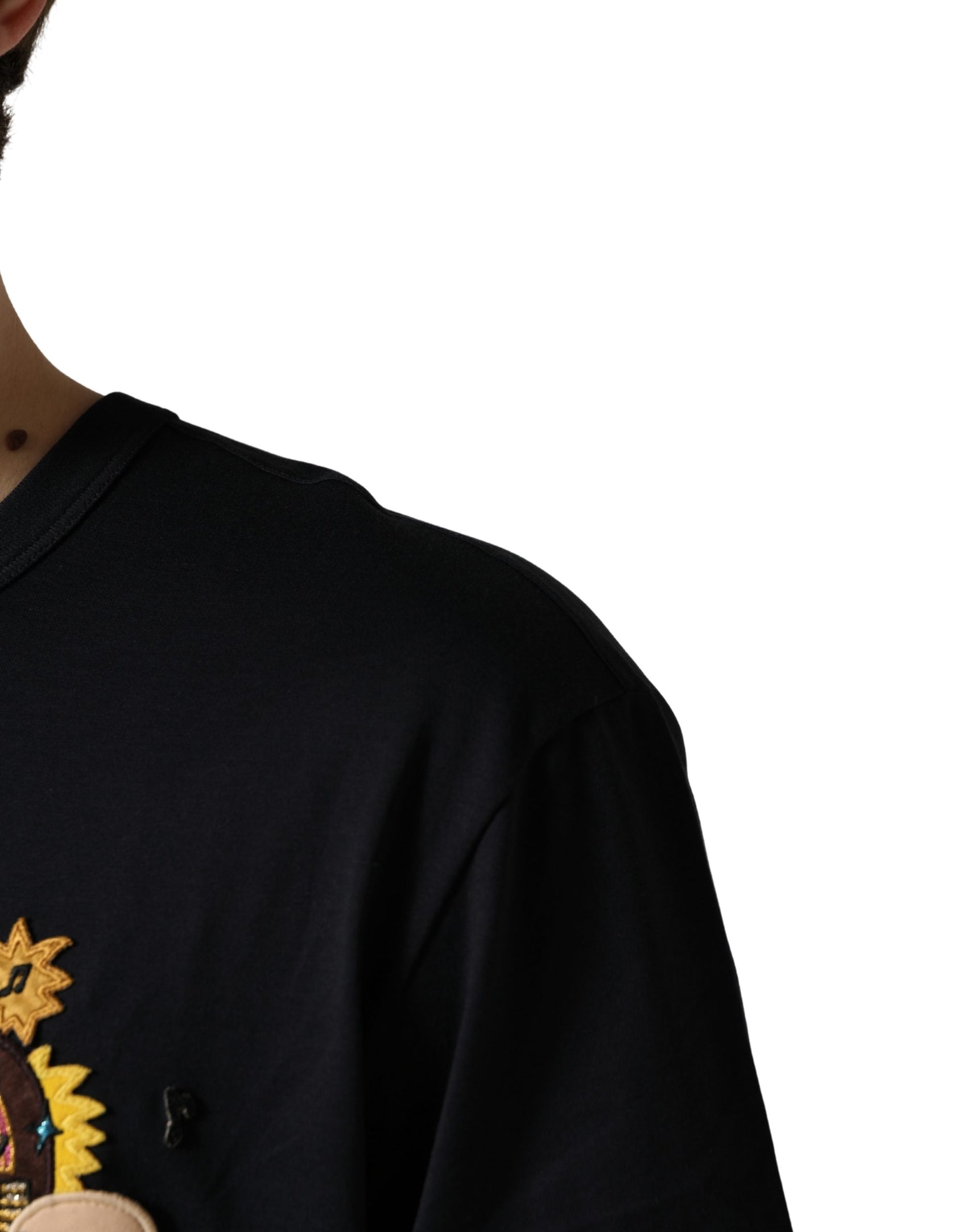 Dolce & Gabbana Black #DGFAMILY Patch Men Crew Neck T-shirt