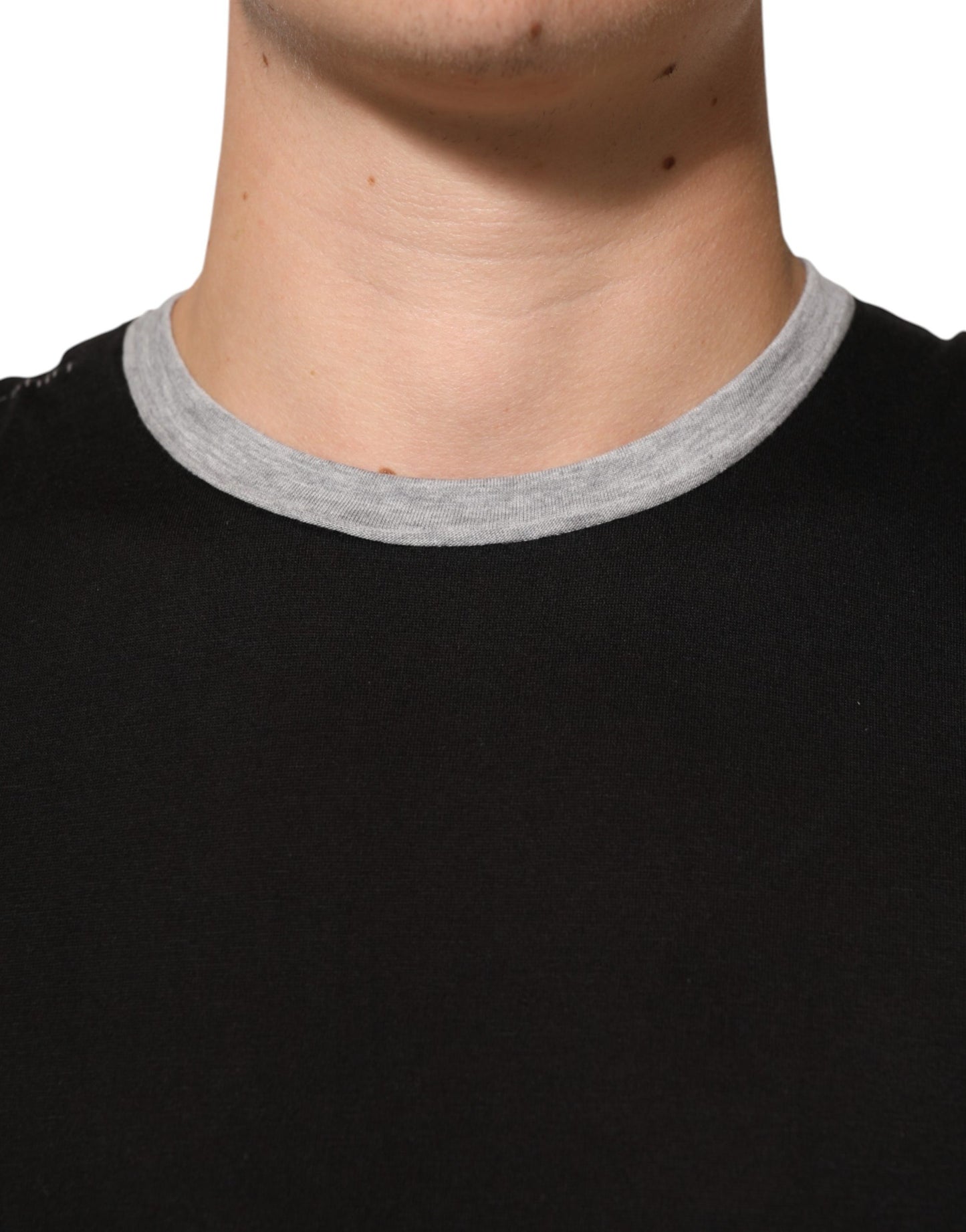 Dolce & Gabbana Black Two Tone DG Logo Print Cotton  T-shirt