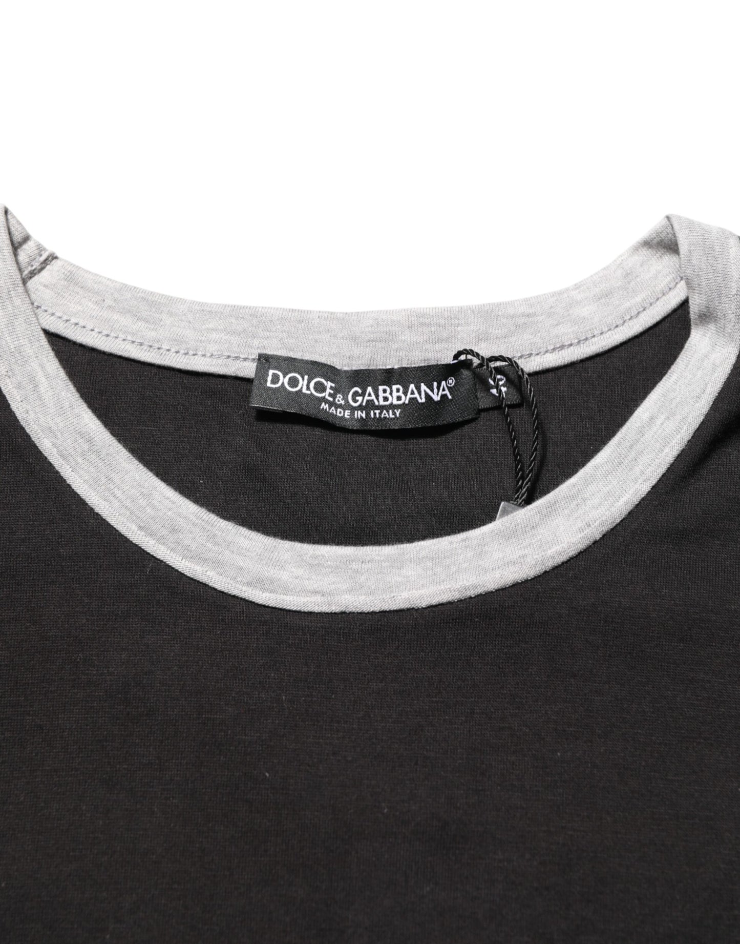 Dolce & Gabbana Black Two Tone DG Logo Print Cotton  T-shirt