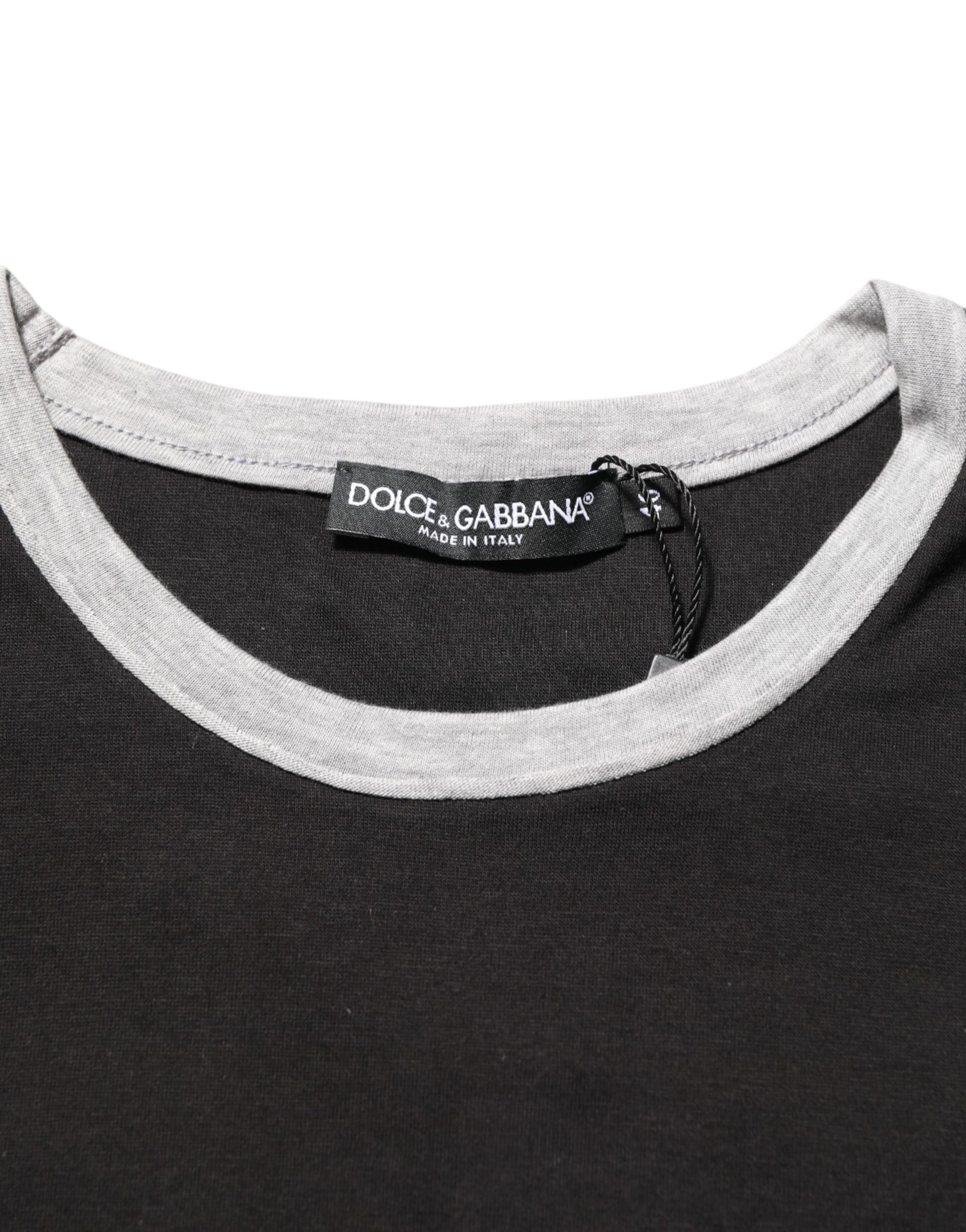 Dolce & Gabbana Black Two Tone DG Logo Print Cotton  T-shirt