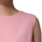 Dolce & Gabbana Pink Blue Wool Sleeveless Shift Mini  Dress