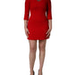 Dolce & Gabbana Red Heart Emmbellished Wool Mini  Dress