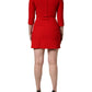 Dolce & Gabbana Red Heart Emmbellished Wool Mini  Dress