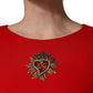 Dolce & Gabbana Red Heart Emmbellished Wool Mini  Dress