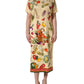 Dolce & Gabbana Beige Fruit PolkaDot Sheath Silk Midi Dress