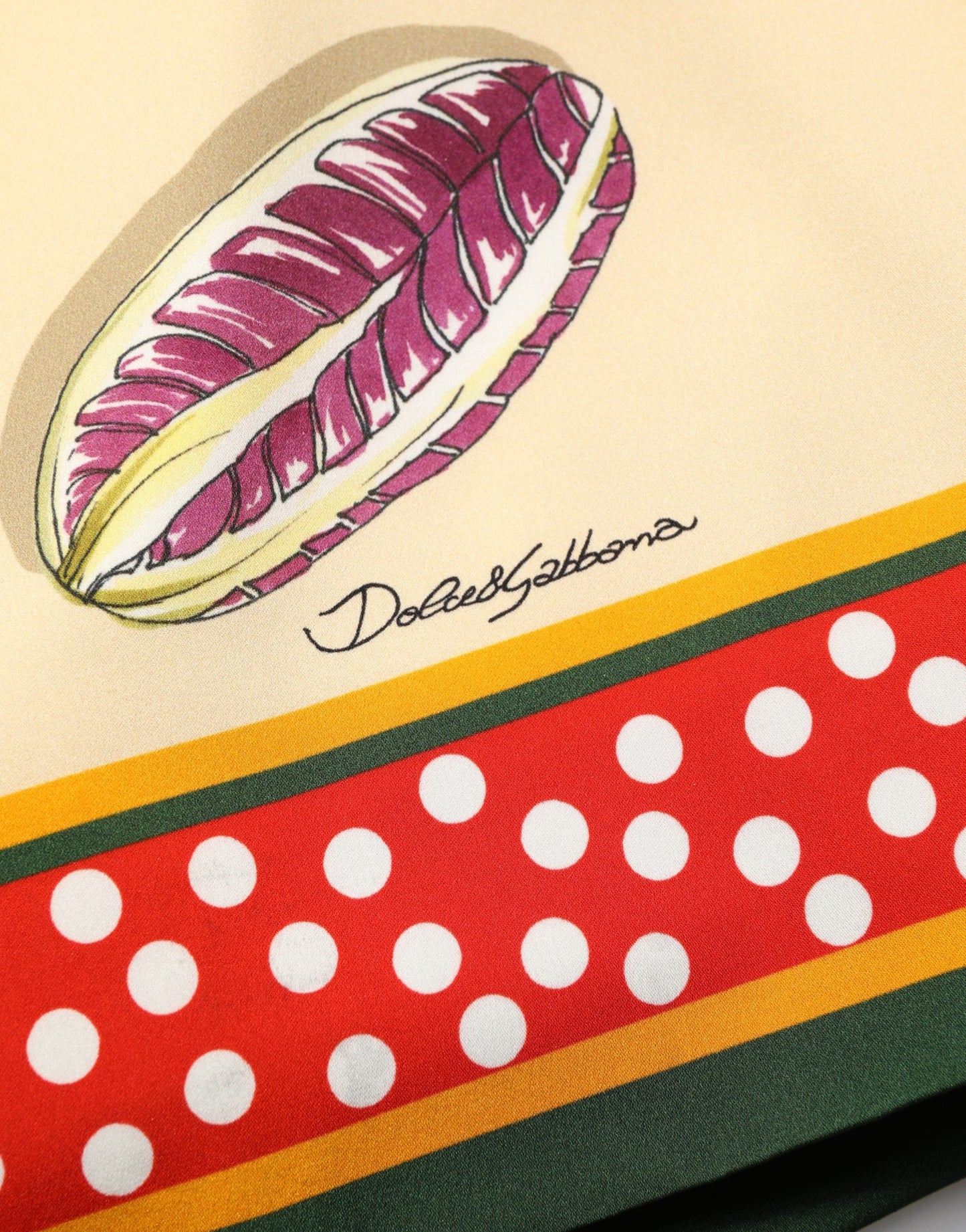 Dolce & Gabbana Beige Fruit PolkaDot Sheath Silk Midi Dress