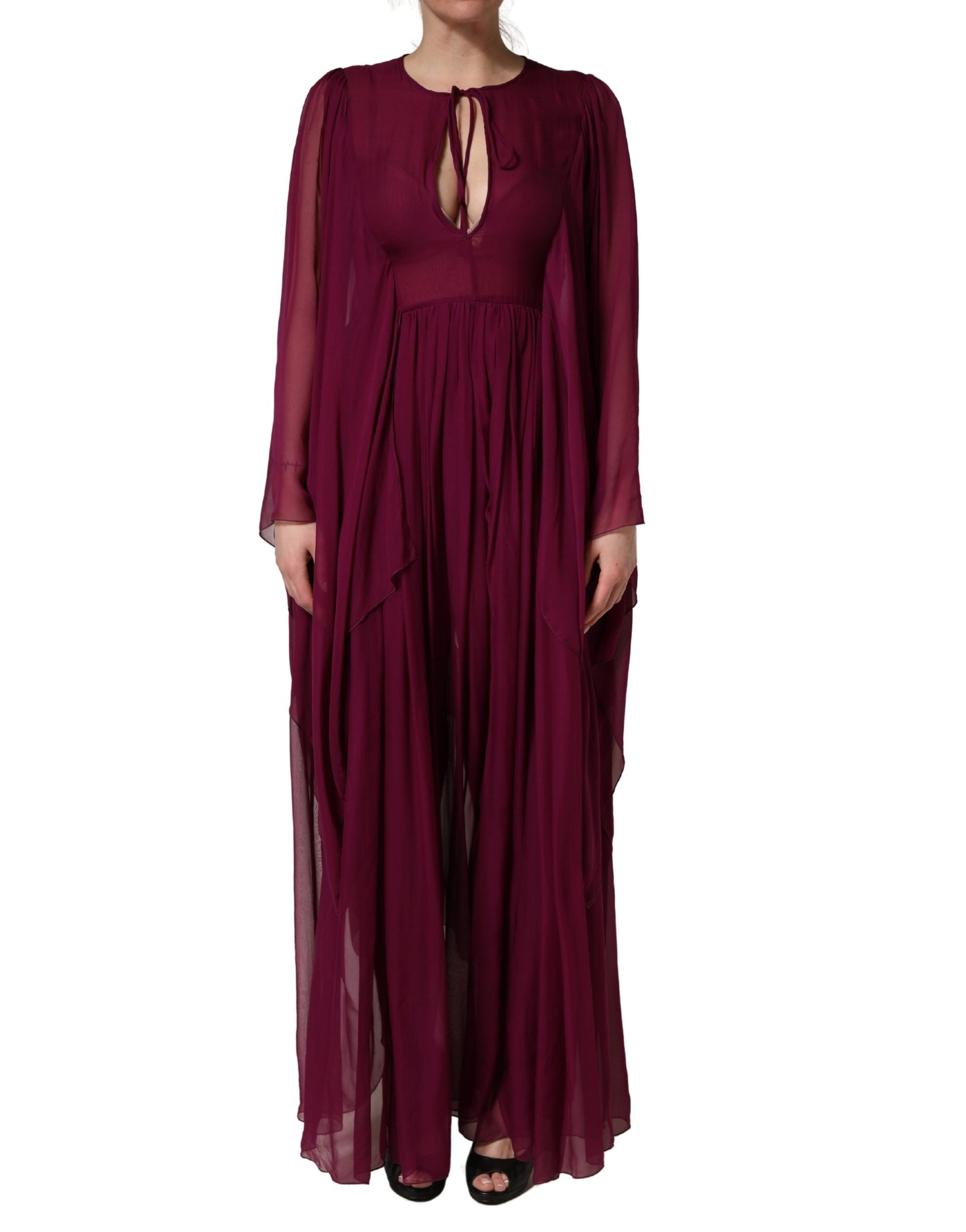 Dolce & Gabbana Purple Sheer Chiffon Silk Long Maxi Dress