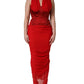 Dolce & Gabbana Red Halter Corset Sleeveless Sheath  Dress