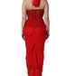 Dolce & Gabbana Red Halter Corset Sleeveless Sheath  Dress