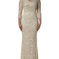 Dolce & Gabbana Off White Floral Lace Sheath Maxi Dress