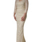 Dolce & Gabbana Off White Floral Lace Sheath Maxi Dress