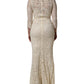 Dolce & Gabbana Off White Floral Lace Sheath Maxi Dress